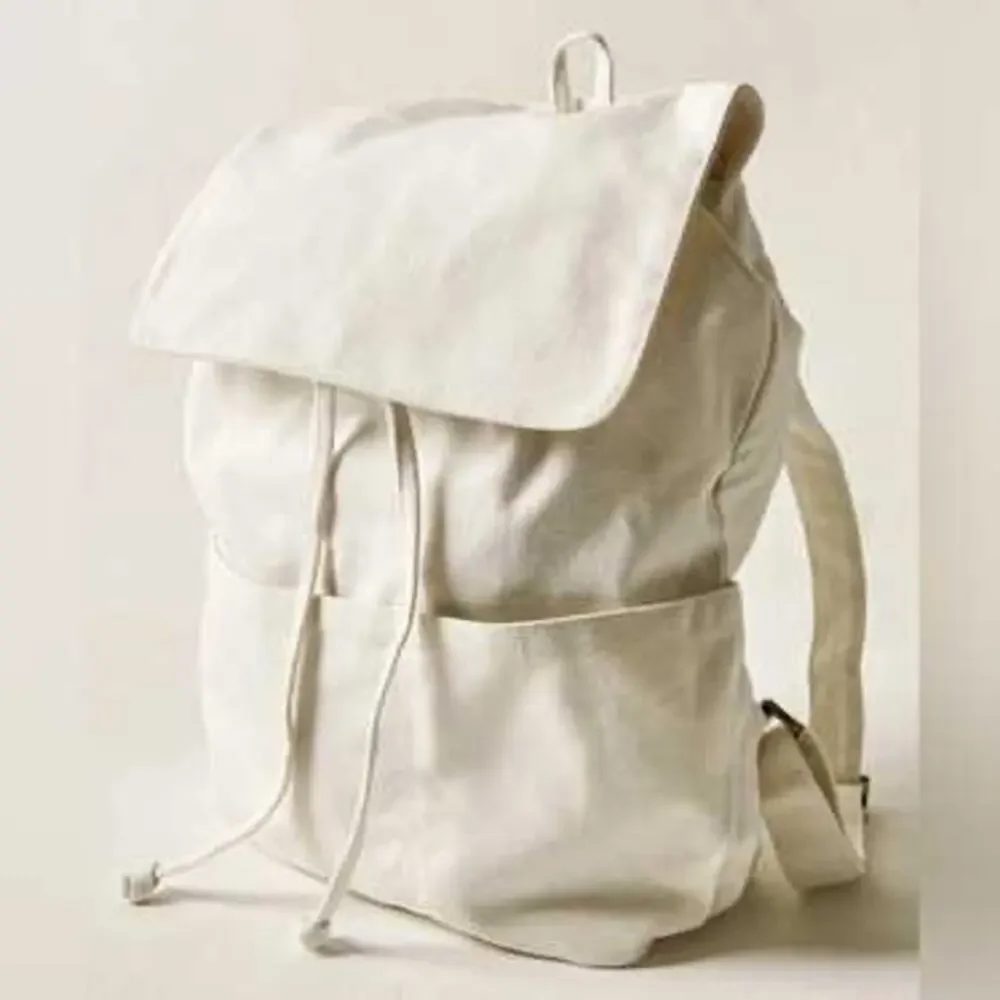 Laude The Label Cream Ivory Cotton Canvas Convertible Backpack